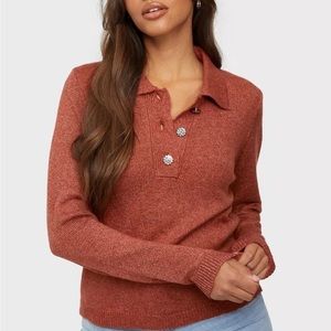 JDY polo sweater with diamond button detail